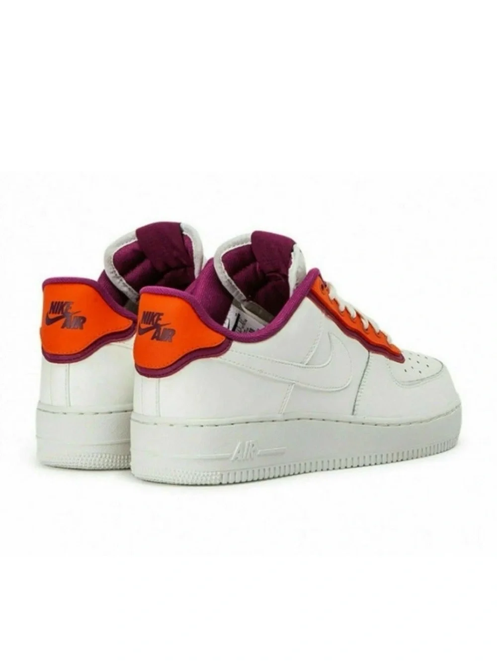 Nike Kids White Sneakers with Orange & Purple Trim